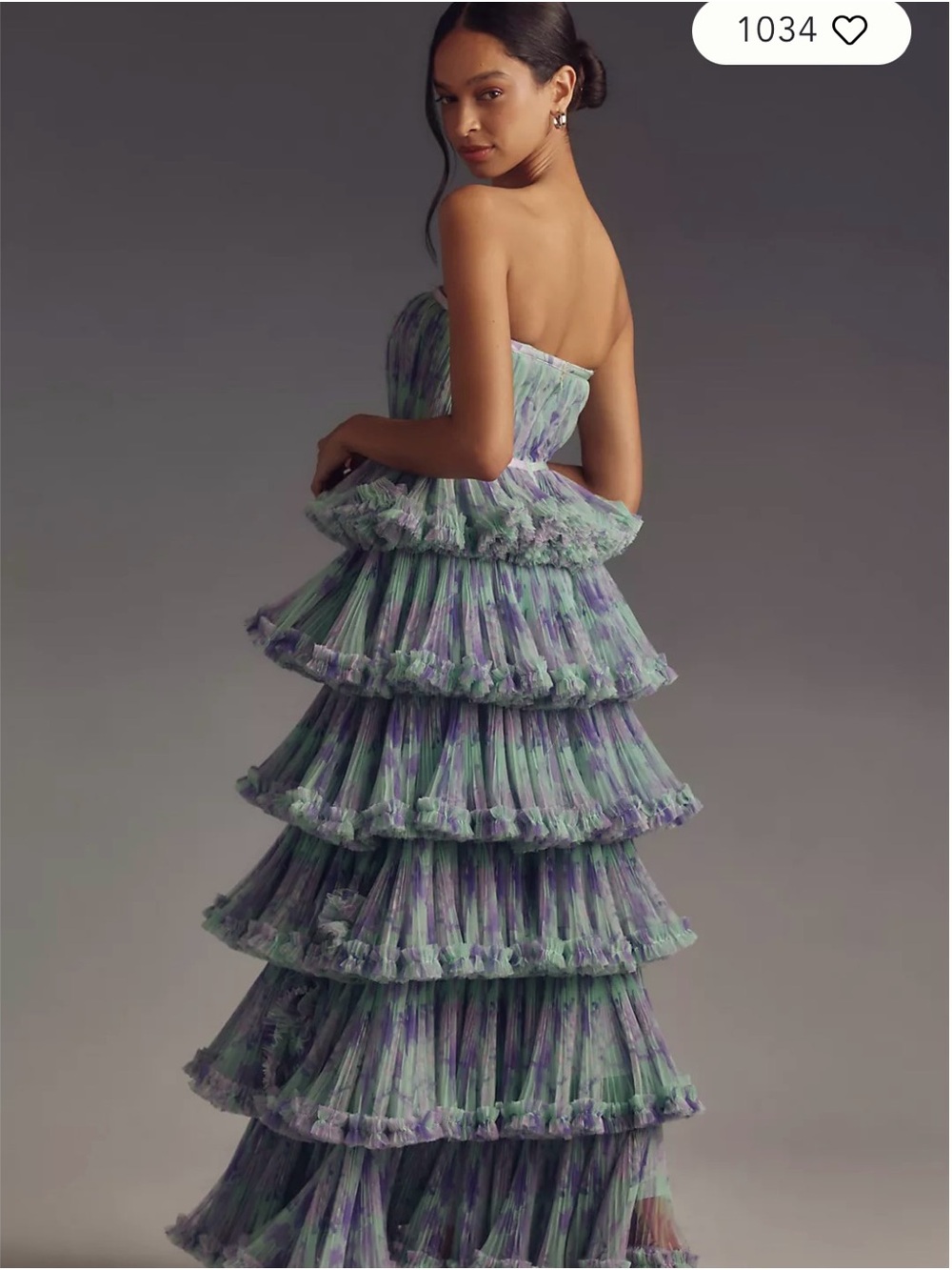 Hutch Giada Floral Strapless Tiered Gown | Size 2 - Picture 2 of 10
